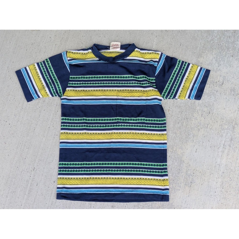 Vintage California Pride Shirt Kids 5T Blue Multicolor Stripe T-Shirt Tee 70s